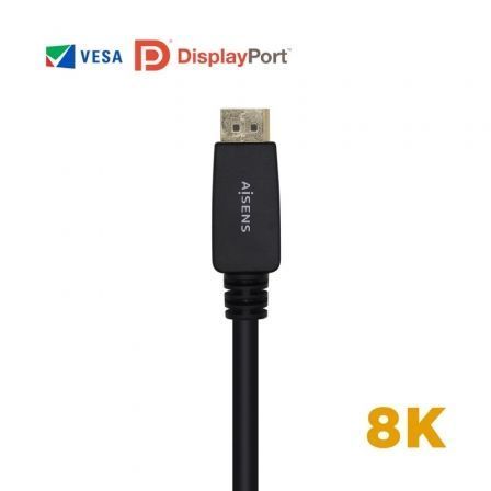 Aisens Cable DisplayPort 1.4 Certificado 8K 3m Negro